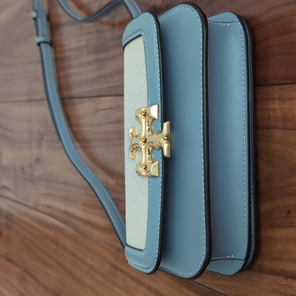 Tory Burch Cloud Blue Eleanor Crossbody + Dust Bag + Gift Bag Nwt ❤️ - Picture 8 of 12